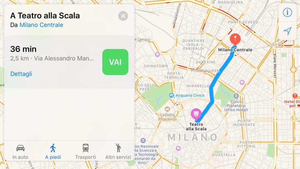 condividere un itinerario da Mac a iPhone